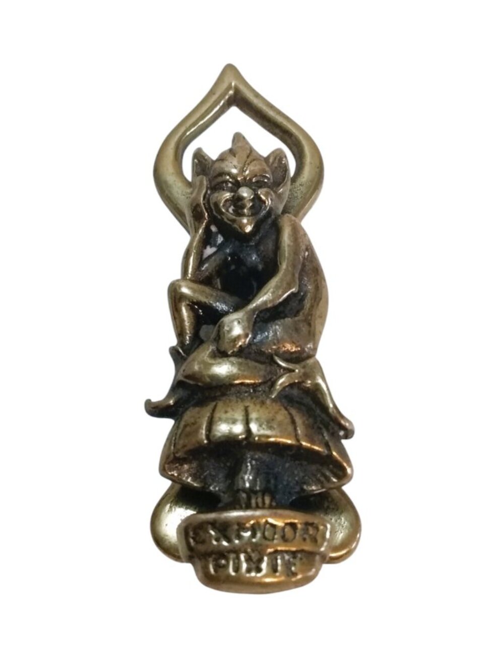 Antique/Vintage Solid Brass Exmoor Pixie On Toadstool Door Knocker-4"